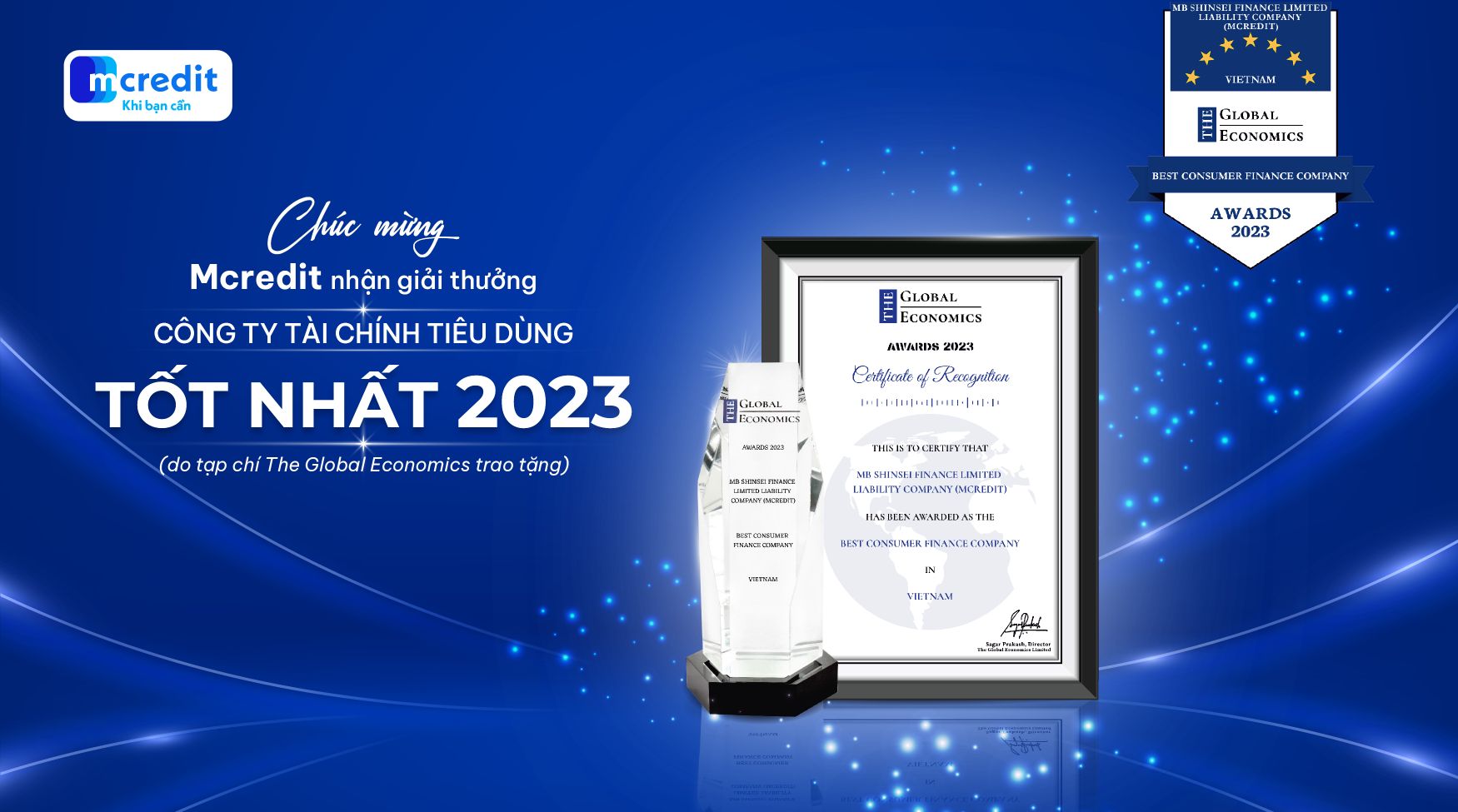 Mcredit Nhận Giải "Công Ty Tài Chính Tiêu Dùng Tốt Nhất Việt Nam 2023"